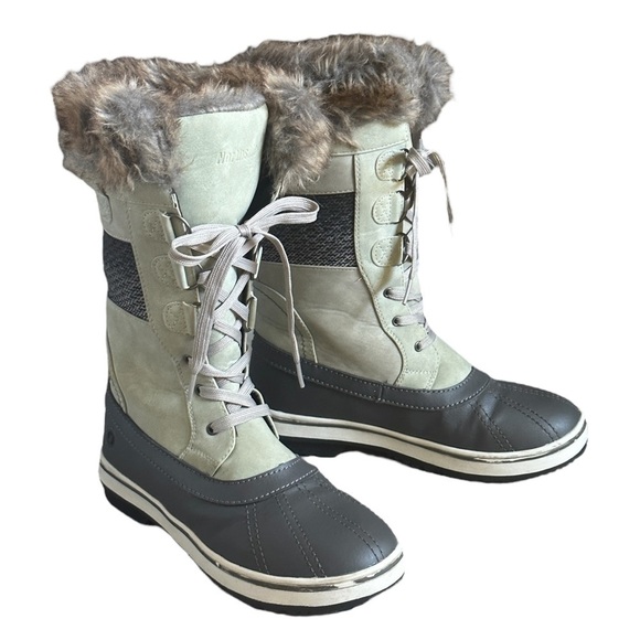 Northside Bishop Waterproof Faux Fur Tall Duck Snow Winter Boots Mint Gray 8 - Picture 1 of 10